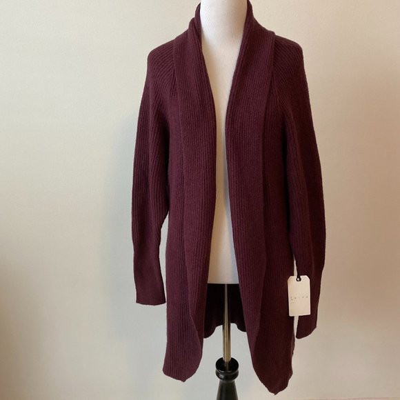 Leith Dolman Sleeve Long Cardigan Burgundy NWT - Picture 1 of 9